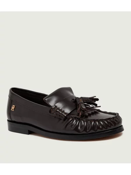 Tommy Hilfiger Bőr loafer cipők barna