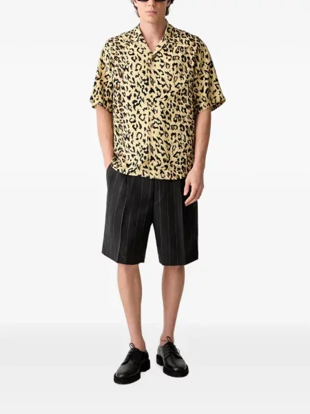 Scurt cămașă Wacko Maria cu imagine cu model leopard galben