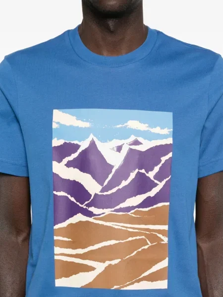 Tricou Moncler cu imagine scurt albastru