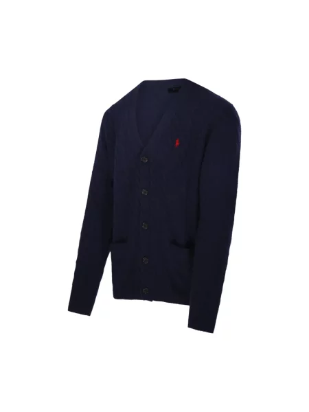 Kardigan rozpinany o kroju regular fit z mieszanki wełny i kaszmiru Polo Ralph Lauren niebieski
