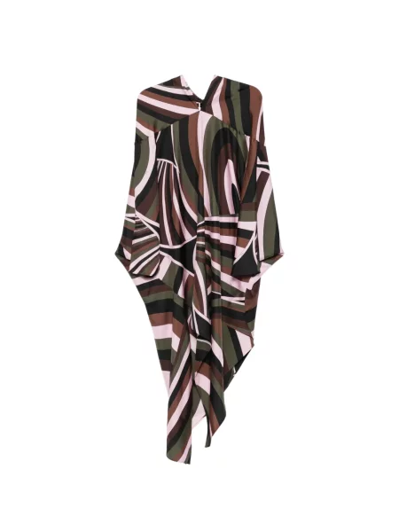 Rochie midi Pucci cu imagine asimetrică maro