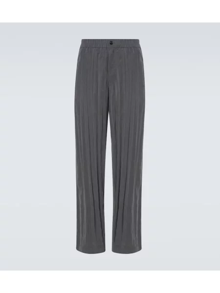 Plisirane široke noge platno hlače Giorgio Armani siva