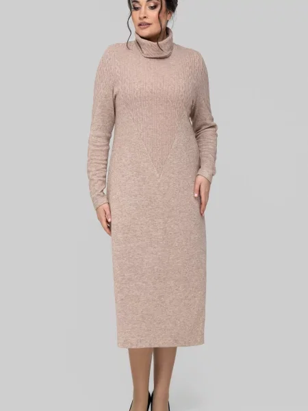Сукня міді All Posa мокко вовна/поліестер