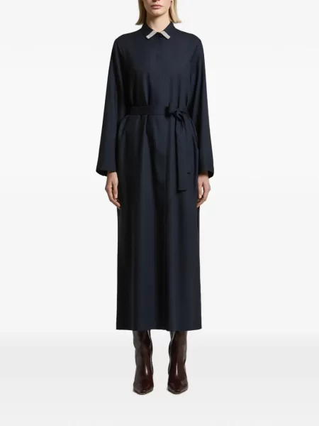 Gulerat cu centură rochie maxi Peserico albastru