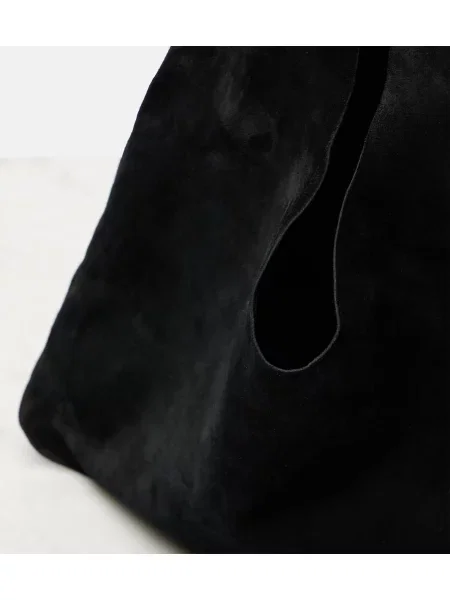 Geantă The Row din piele de căprioară negru