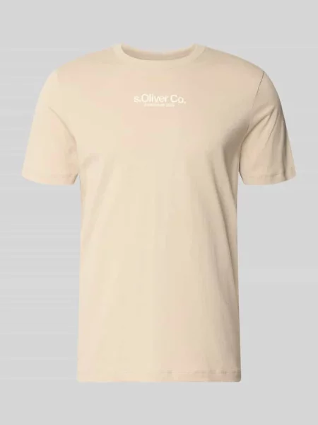 T-shirt o kroju regular fit z czystej bawełny S.oliver Red Label beżowa