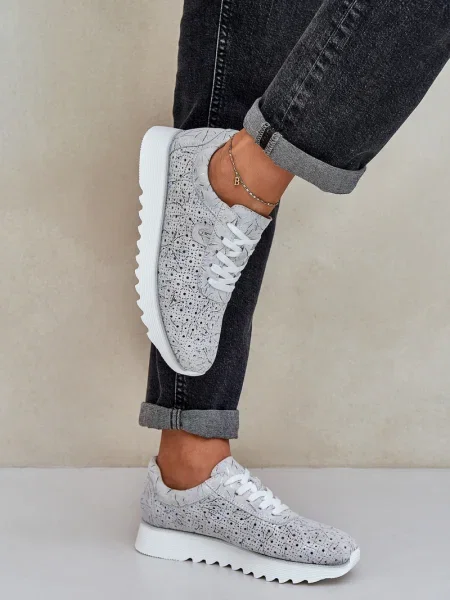 Semišové tenisky S. Barski na platformě šedé