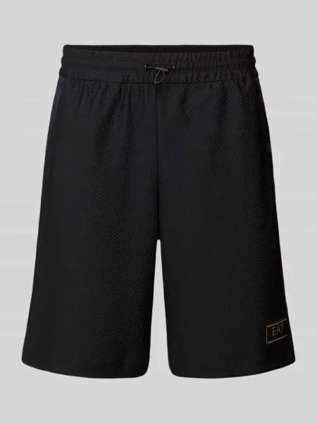 Szorty o kroju regular fit ze strukturalnym wzorem Ea7 Emporio Armani czarne