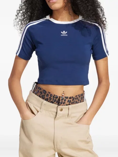 Długa koszulka Adidas w paski biała