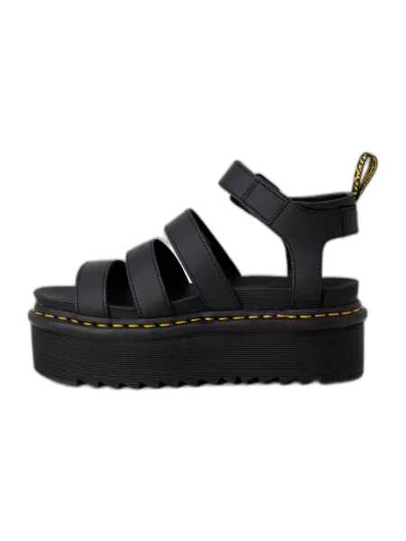 Sandały Dr. Martens skórzane na platformie na ramiączkach czarne