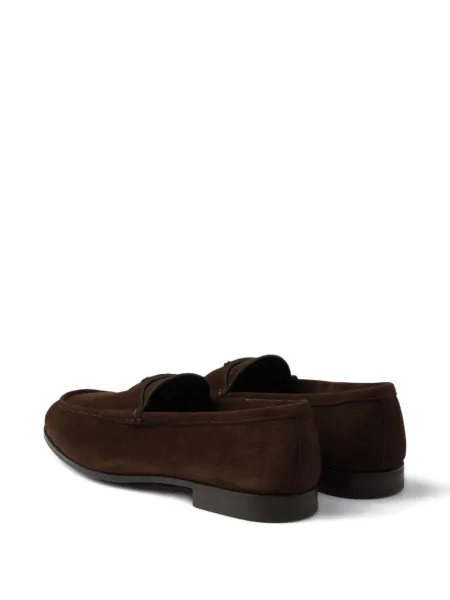 Pantofi loafer Prada din piele de căprioară slip-on maro