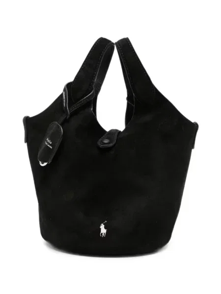 Geantă Polo Ralph Lauren cu broderie din piele albastru