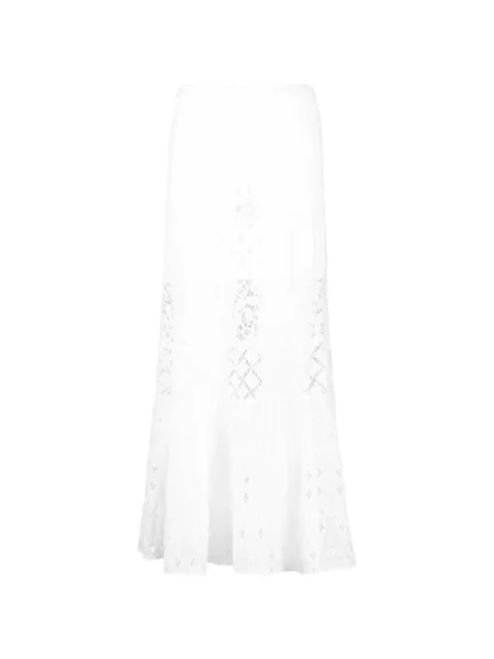 Fustă midi Temptation Positano din dantelă până la genunchi alb