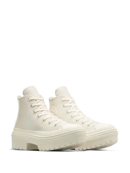 Кожени бягане маратонки Converse Chuck Taylor All Star на платформе бяло