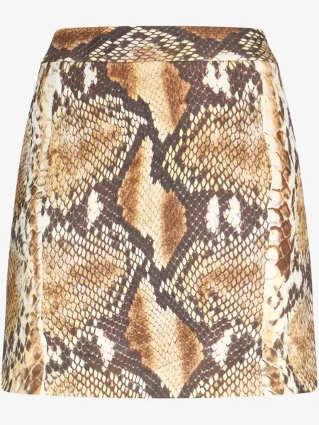 Fustă Roberto Cavalli cu model piele de șarpe maro