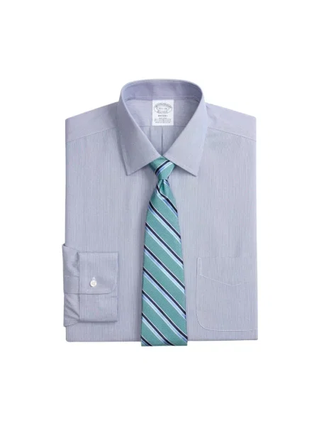 Koszula Brooks Brothers w kratę z twillu z kołnierzem niebieska