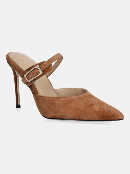 Marciano by Guess papuci cu cui pentru femei din piele întoarsă maro