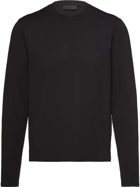 Tricou Prada cu broderie lung negru