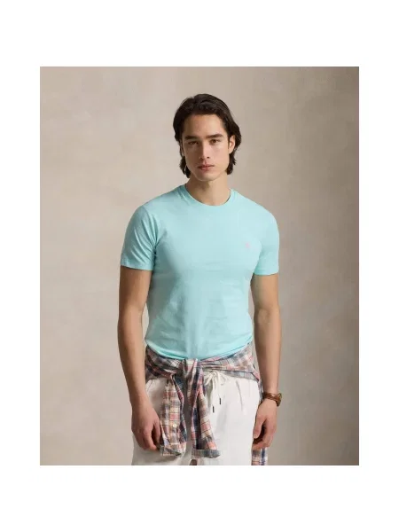 Koszulka z krótkim rękawem Ralph Lauren Custom Slim Fit różowy M niebieski