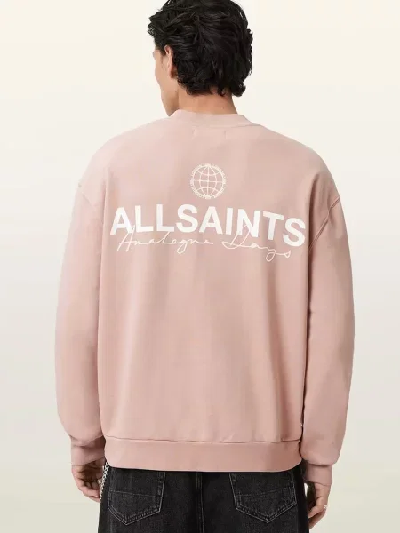 AllSaints Bombažen pulover EMBLEM roza