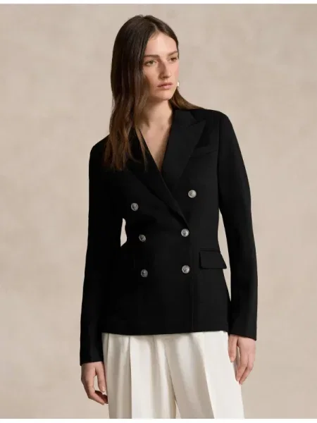 Polo Ralph Lauren sacou din lână bleumarin cu două rânduri de uni negru