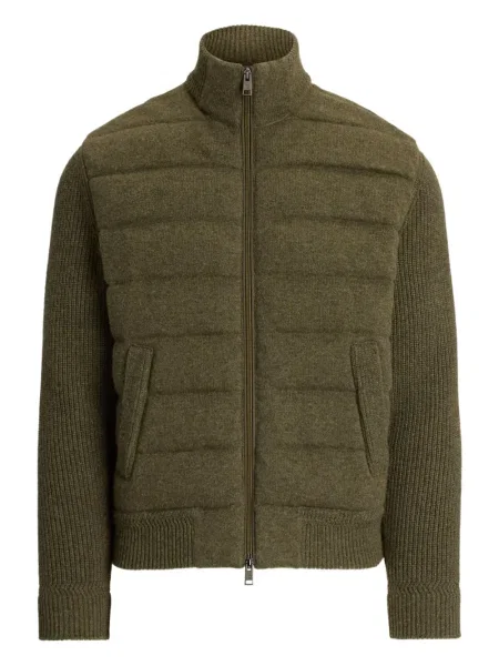 Jachetă matlasată Ralph Lauren Purple Label tricotate verde