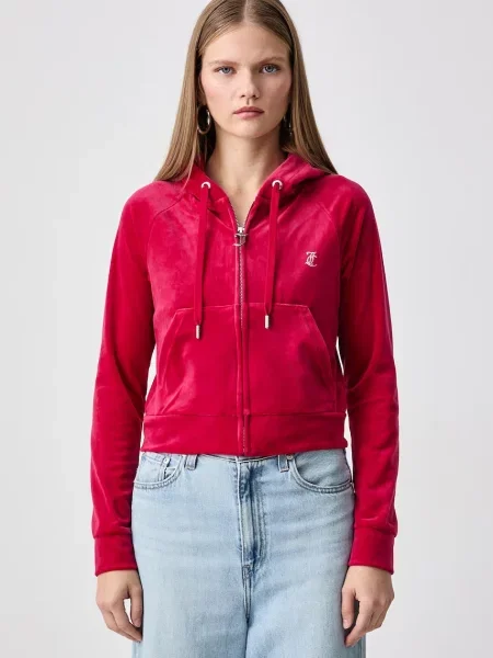 Juicy Couture hanorac cu și glugă pentru femei din velur MADISON HOODIE