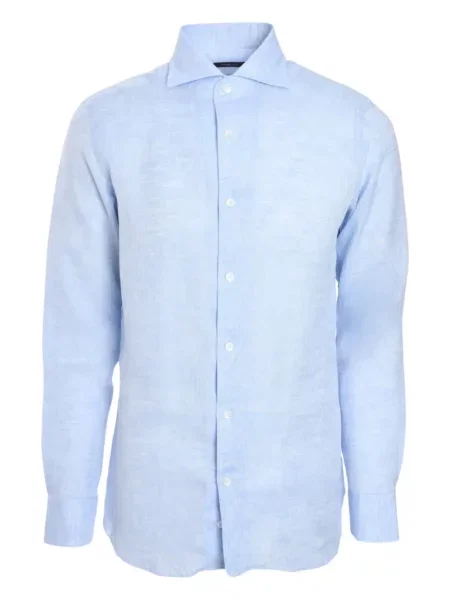 Lněná košile Tombolini modrá