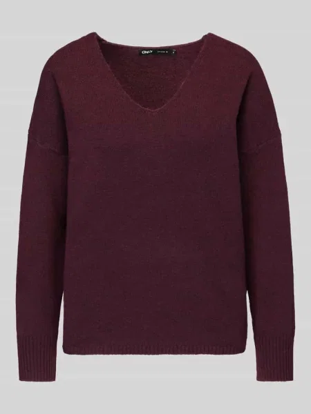 Sweter o kroju relaxed fit z dekoltem w serek Only