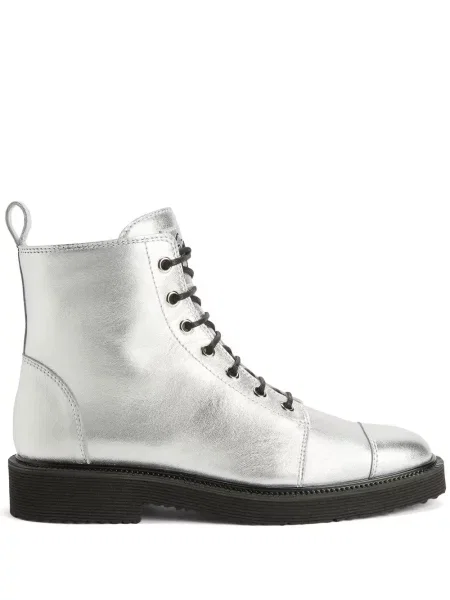 Botine Giuseppe Zanotti cu șireturi din dantelă argintiu