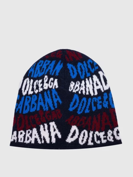 Дитяча шапка з вовни у візерунок логотипа Dolce&gabbana синя