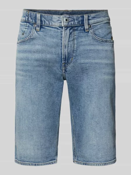 Szorty jeansowe o kroju slim fit z wpuszczanymi model ‘Mosa’ niebieskie