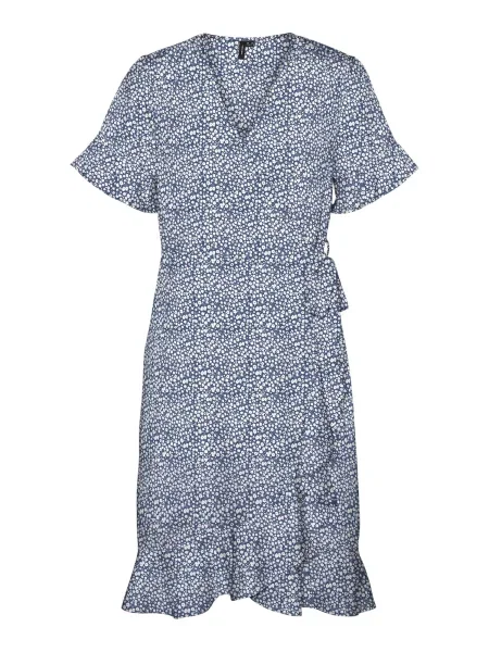 VERO MODA Rochie HENNA albastru fumuriu / murdar alb
