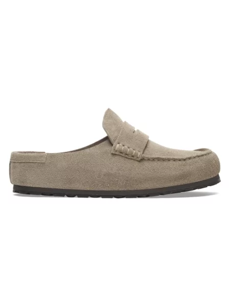 Klapki Birkenstock zamszowe beżowe