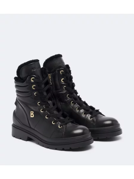 Botine Bogner cu șireturi din piele negru