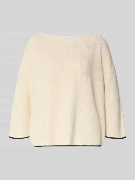 Sweter z dzianiny z rękawem o dł. Comma biały
