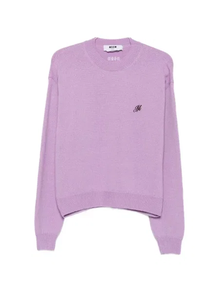 Pulover Msgm cu decolteu rotund cu autograf violet