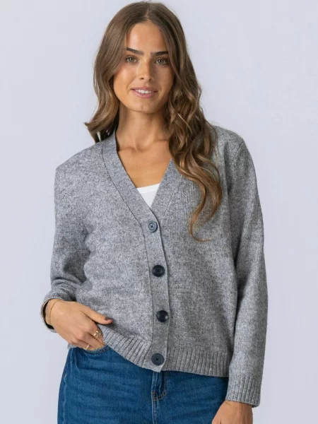 TEESHOPPEN Geacă tricotată Knitted Cardigan gri