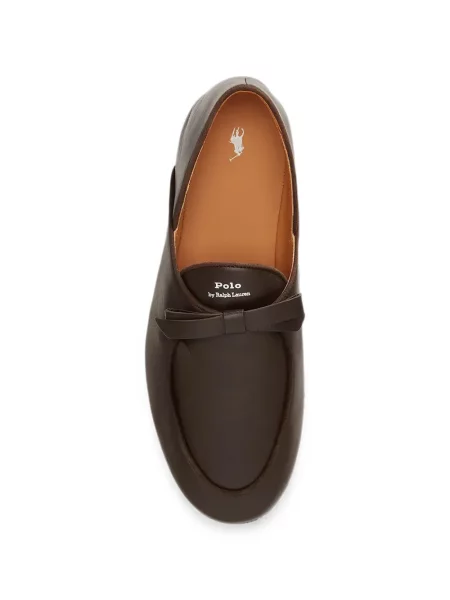 Δερμάτινα loafers Polo Ralph Lauren με φιόγκο καφέ