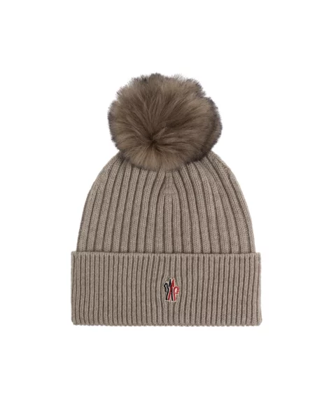 Czapka Moncler z kaszmiru beżowa