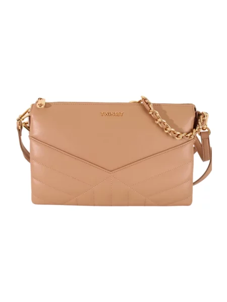 Pikowana torebka Twinset w geometryczne wzory beżowa