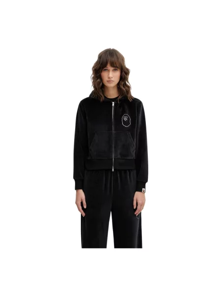A Bathing Ape bluza welurowa Crystal Stone Ape Head czarna