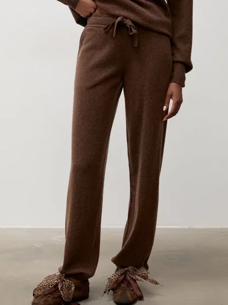 Answear.LAB pantaloni de trening pentru femei din lână maro