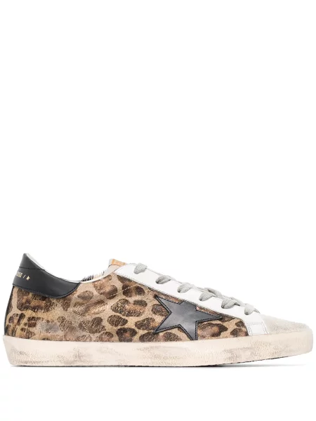 Sneakerși Golden Goose cu imagine cu model leopard auriu