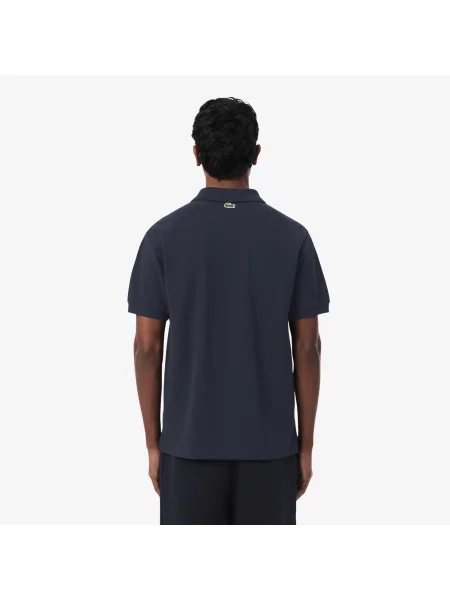 Lacoste Koszulka Polo O Kroju Classic Fit Z Nadrukiem Z Piki Petit Piqué czarny