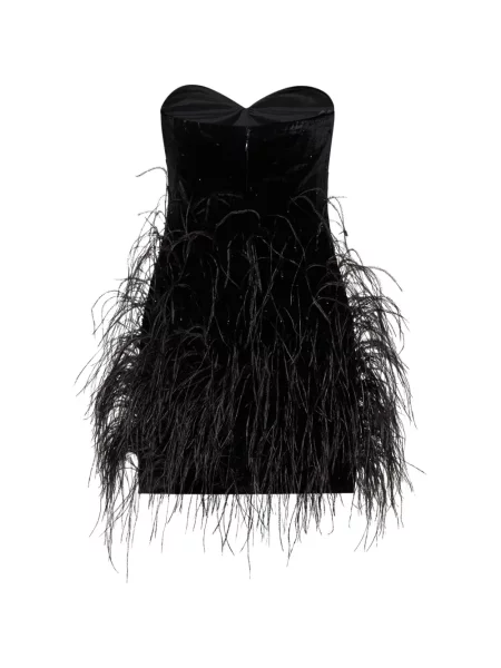 Rochie mini Amen cu pene negru