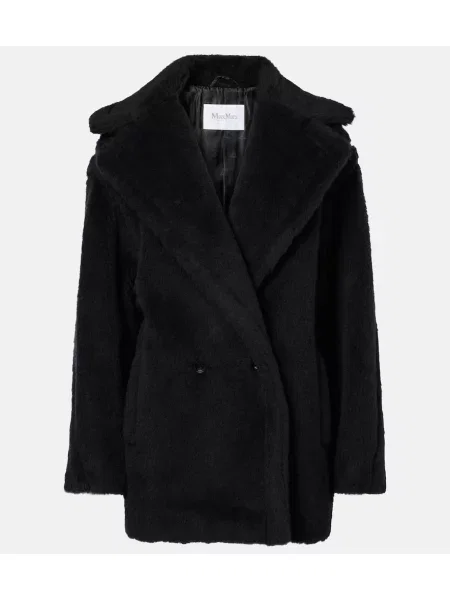 Volneni volnen plašč Max Mara črna