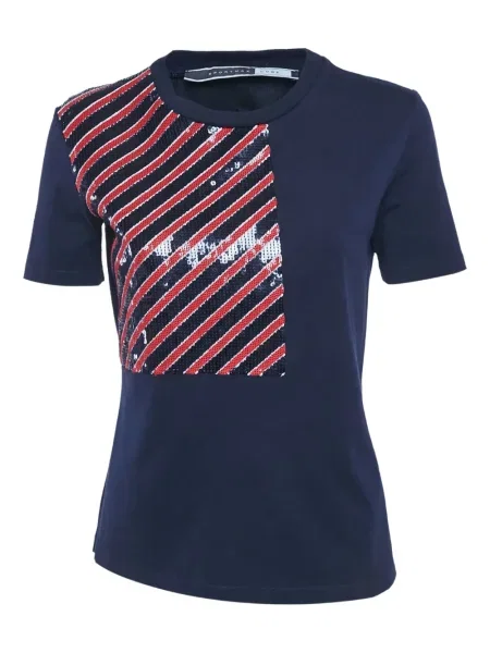 Top Sportmax cu paiete cu dungi albastru
