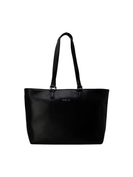 Duża shopperka Replay w jednolitym kolorze czarna