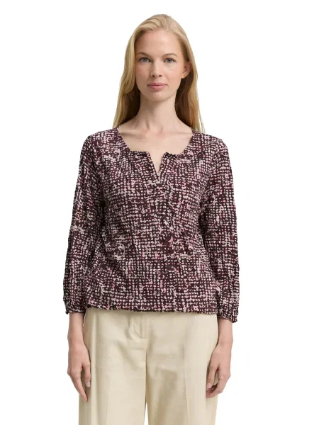 TOM TAILOR Bluza roza / vinsko rdeča bela